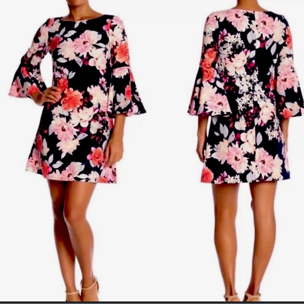 Eliza J. Stunning Floral Bell Sleeve Dress Size 8